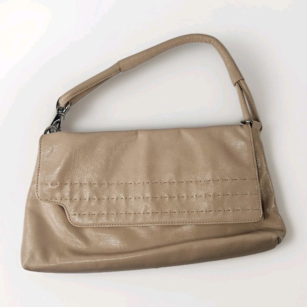 Patent Leather Handbag DONALD J PLINER Nude Mini Shoulder Bag Flap Over Purse